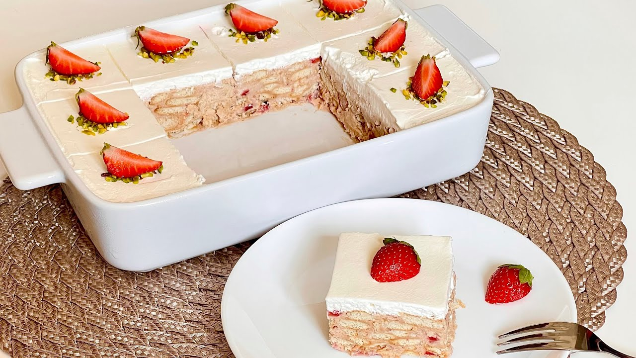O rețetă simplă si delicioasă pentru un desert cu căpșuni și iaurt, care nu necesită coacere și are un gust fantastic