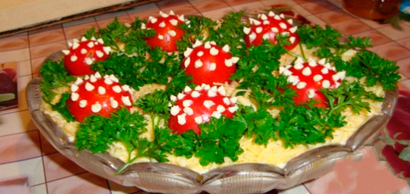 Salată “Poiana cu ciuperci și pui” – cea mai colorată, apetisantă, gustoasă și originală gustare pentru masa festivă!