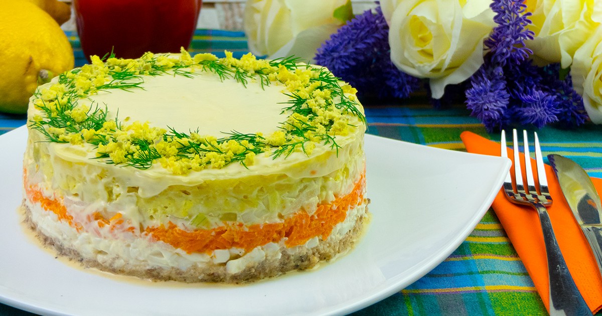Salată „Mimoza” – o salată de Sarbarori facuta în straturi si cu un gust uimitor!