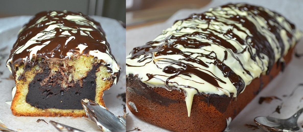 Chec de vanilie, cu umplutură delicioasă de ciocolată – un desert deosebit de apetisant!